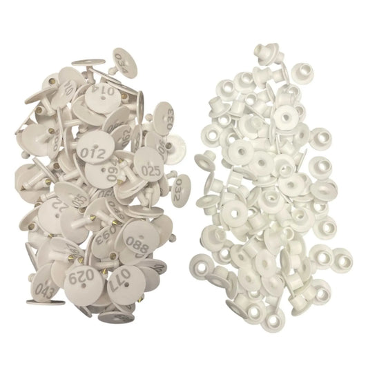 1-100 Cattle Number Ear Tag Set - Round White Pig Sheep Goat Livestock Label V238-SUPDZ-40208927621200