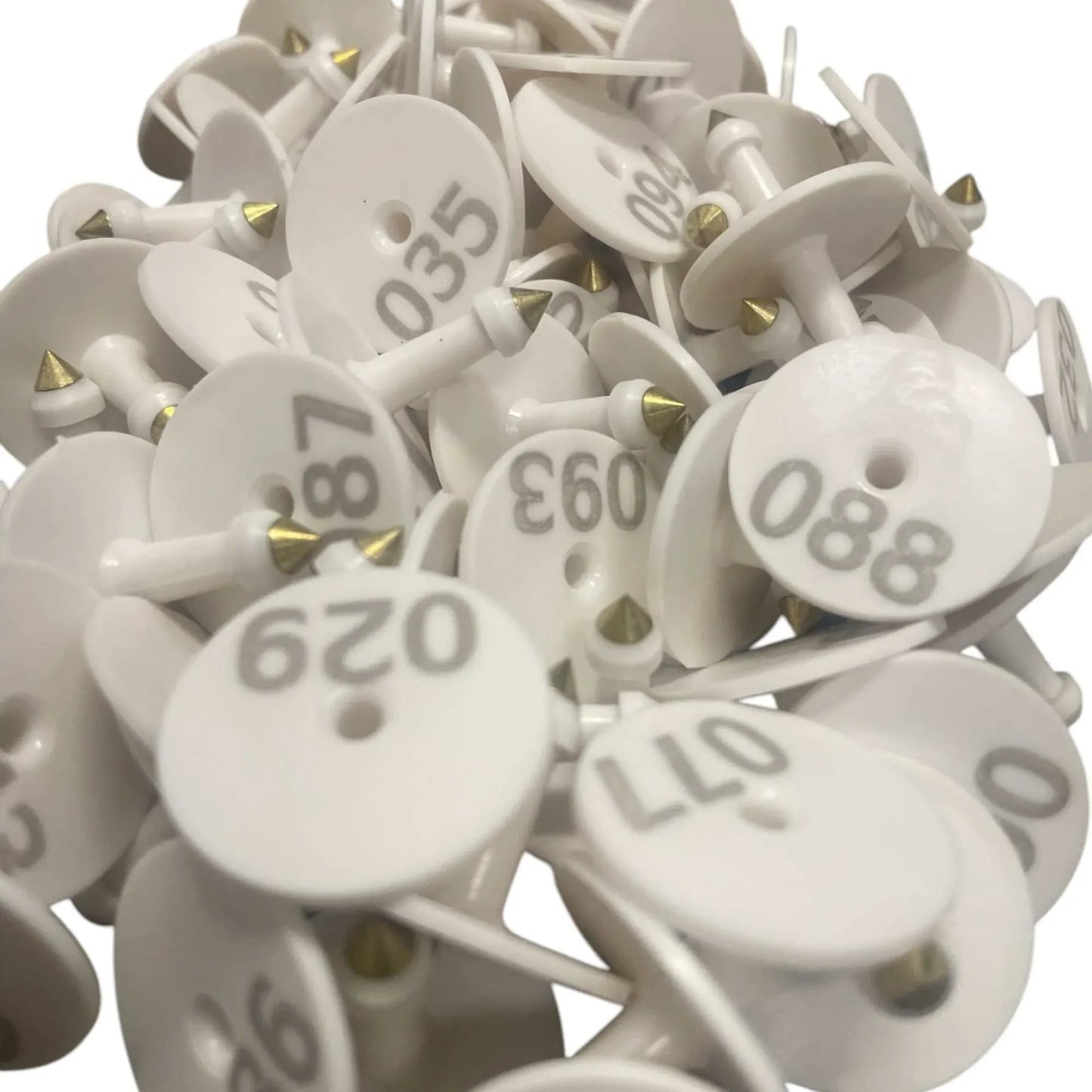 1-100 Cattle Number Ear Tag Set - Round White Pig Sheep Goat Livestock Label V238-SUPDZ-40208927621200