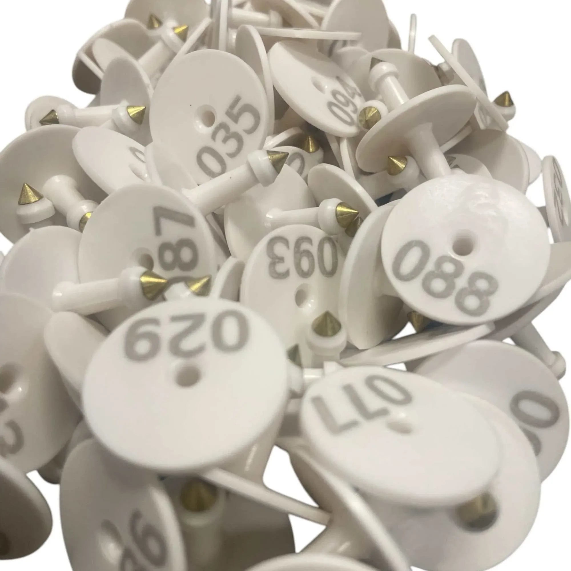 1-100 Cattle Number Ear Tag Set - Round White Pig Sheep Goat Livestock Label V238-SUPDZ-40208927621200