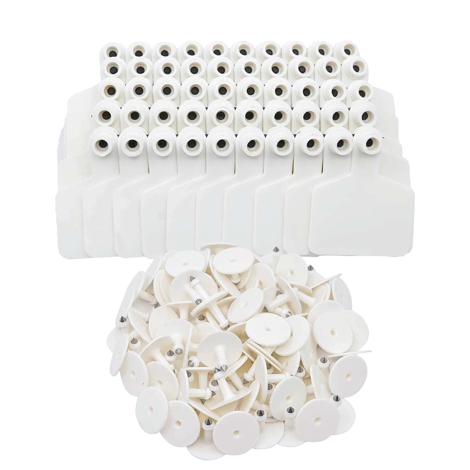 100x Cattle Ear Tags 5x4cm Set - Small White Blank Sheep Pig Livestock Label V238-SUPDZ-40208931487824