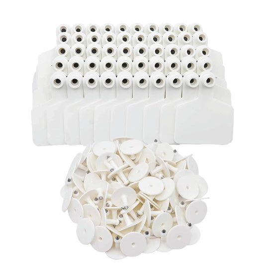 100x Cattle Ear Tags 5x4cm Set - Small White Blank Sheep Pig Livestock Label V238-SUPDZ-40208931487824
