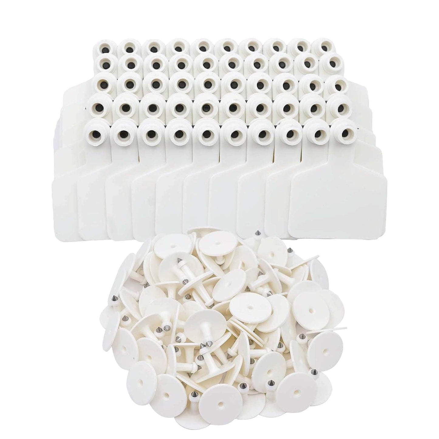 100x Cattle Ear Tags 6x7cm Set - Medium White Blank Cow Sheep Livestock Label V238-SUPDZ-40208932339792