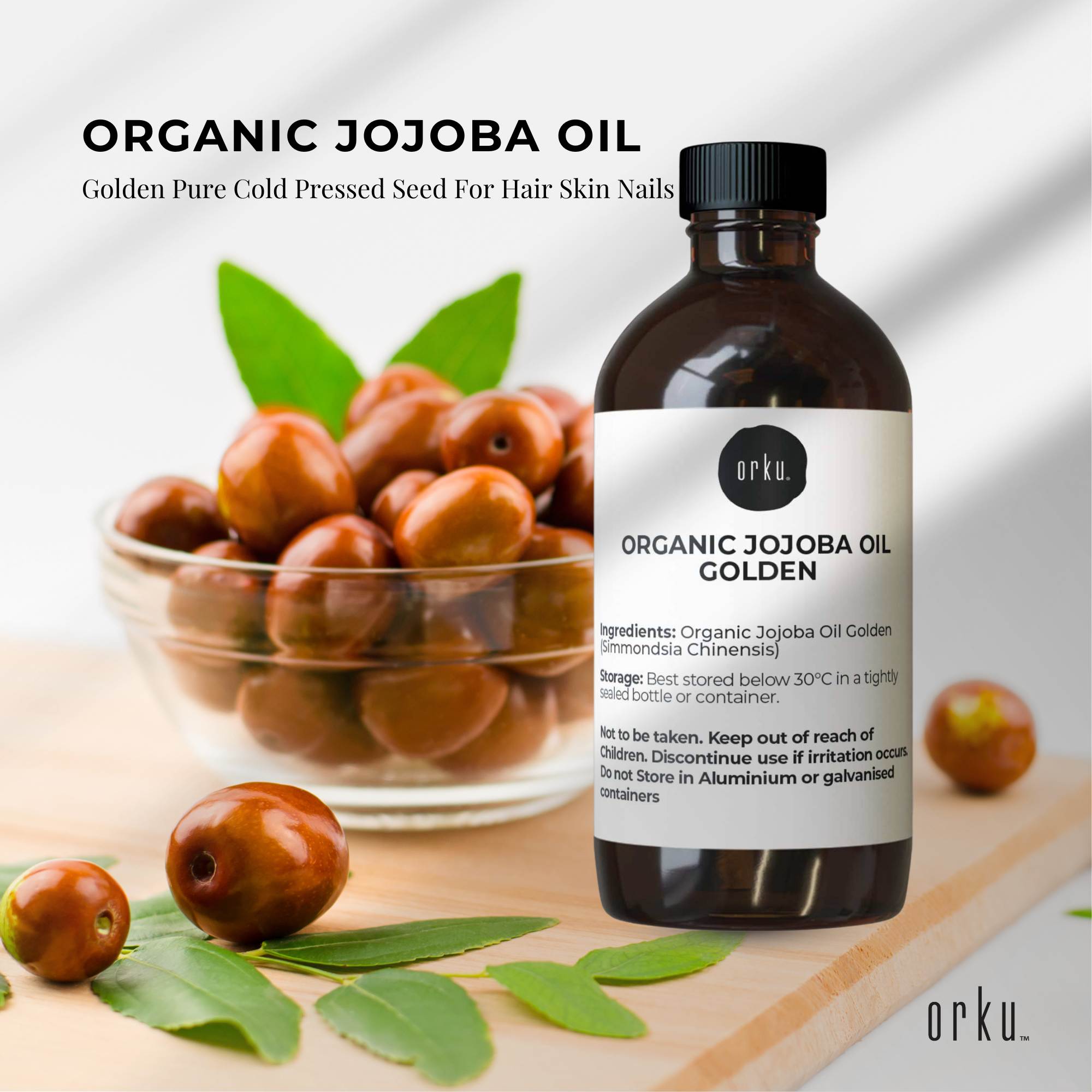 100ml Organic Jojoba Oil - Golden Pure Cold Pressed Seed For Hair Skin Nails V238-SUPDZ-40232642871376