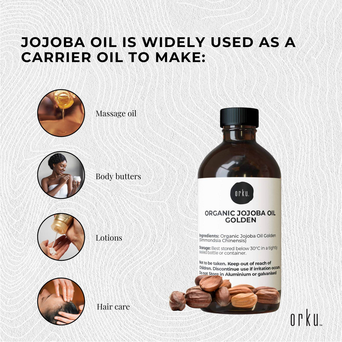 100ml Organic Jojoba Oil - Golden Pure Cold Pressed Seed For Hair Skin Nails V238-SUPDZ-40232642871376
