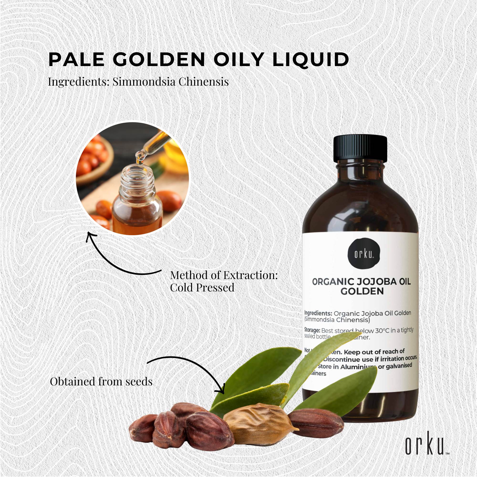 100ml Organic Jojoba Oil - Golden Pure Cold Pressed Seed For Hair Skin Nails V238-SUPDZ-40232642871376