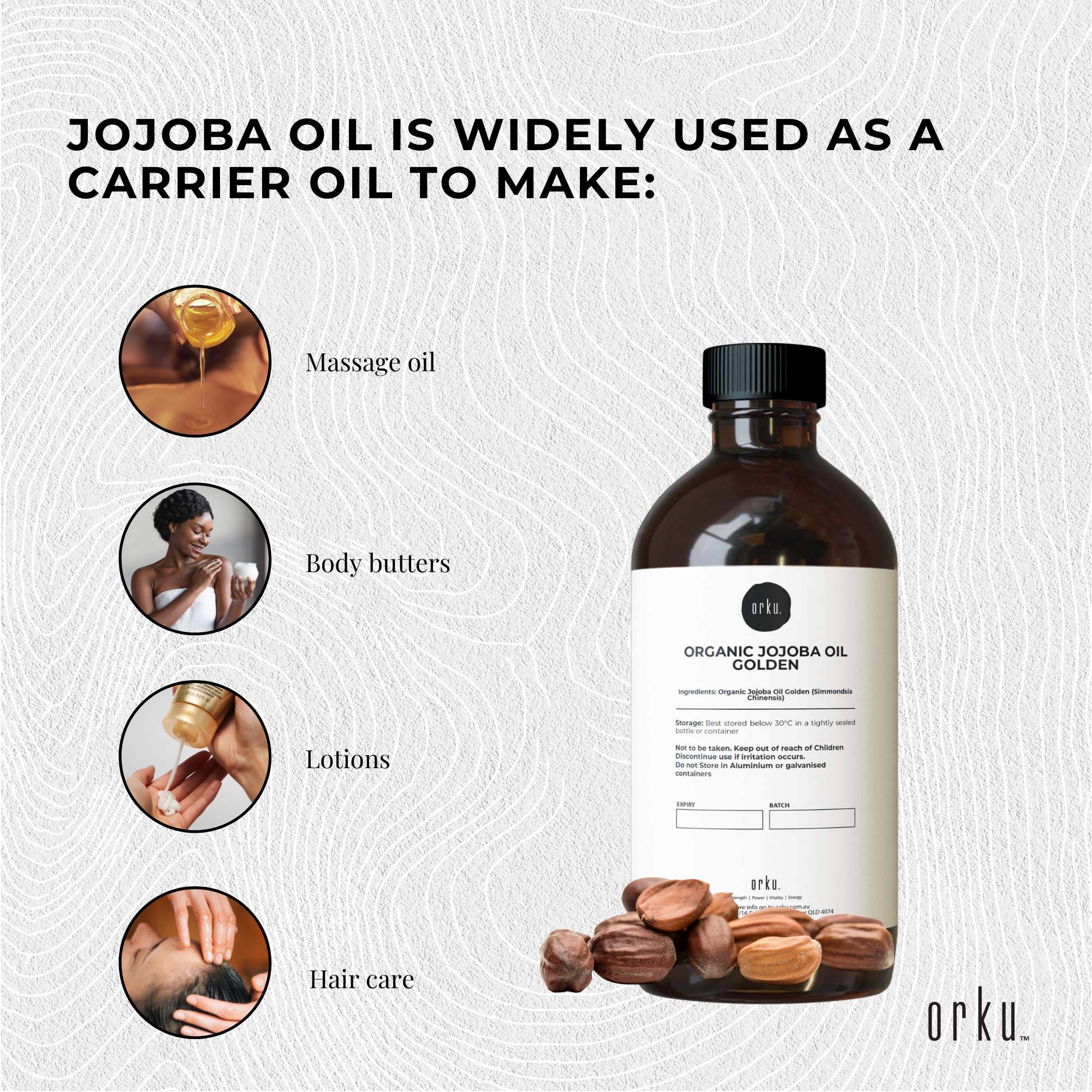 500ml Organic Jojoba Oil - Golden Pure Cold Pressed Seed For Hair Skin Nails V238-SUPDZ-40232644182096