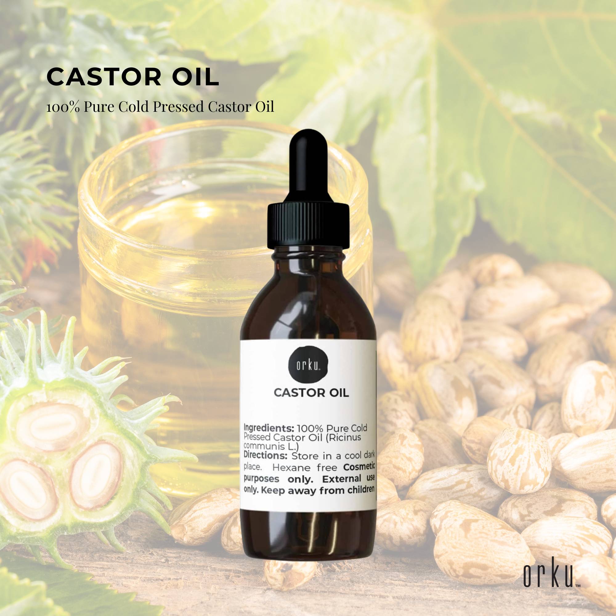 Orku 25ml Castor Oil + Dropper - Hexane Free Cold Pressed Virgin V238-SUPDZ-40282920517712