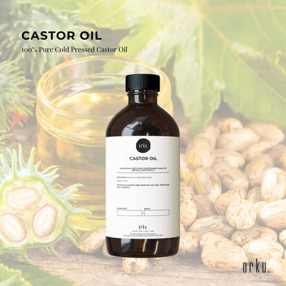 Orku 100ml Castor Oil - Hexane Free Cold Pressed Virgin V238-SUPDZ-40283679195216