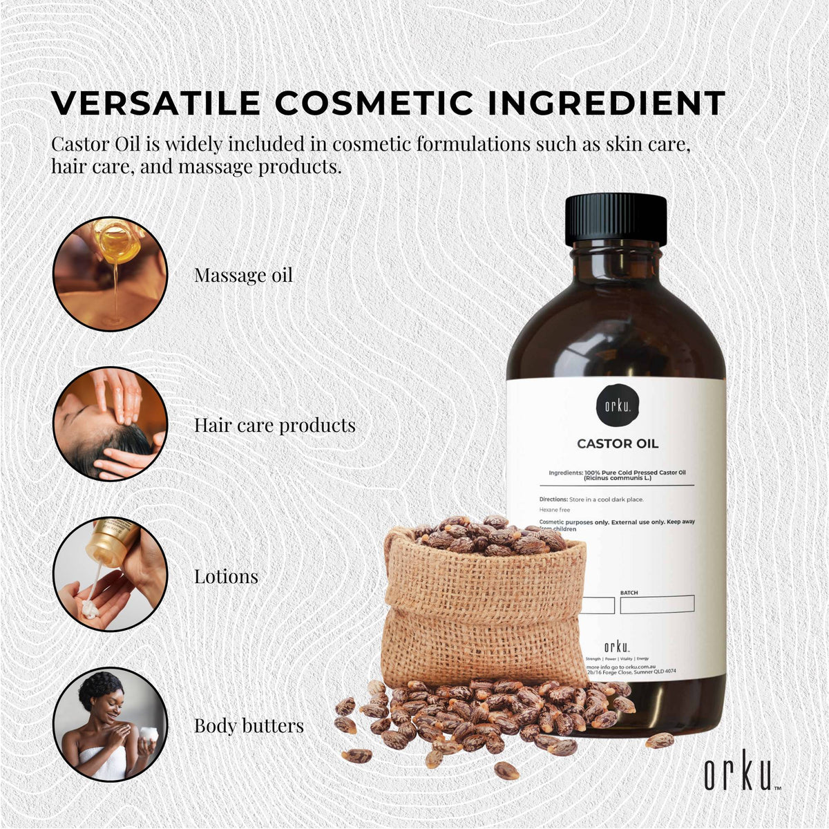 Orku 250ml Castor Oil - Hexane Free Cold Pressed Virgin V238-SUPDZ-40283694104656