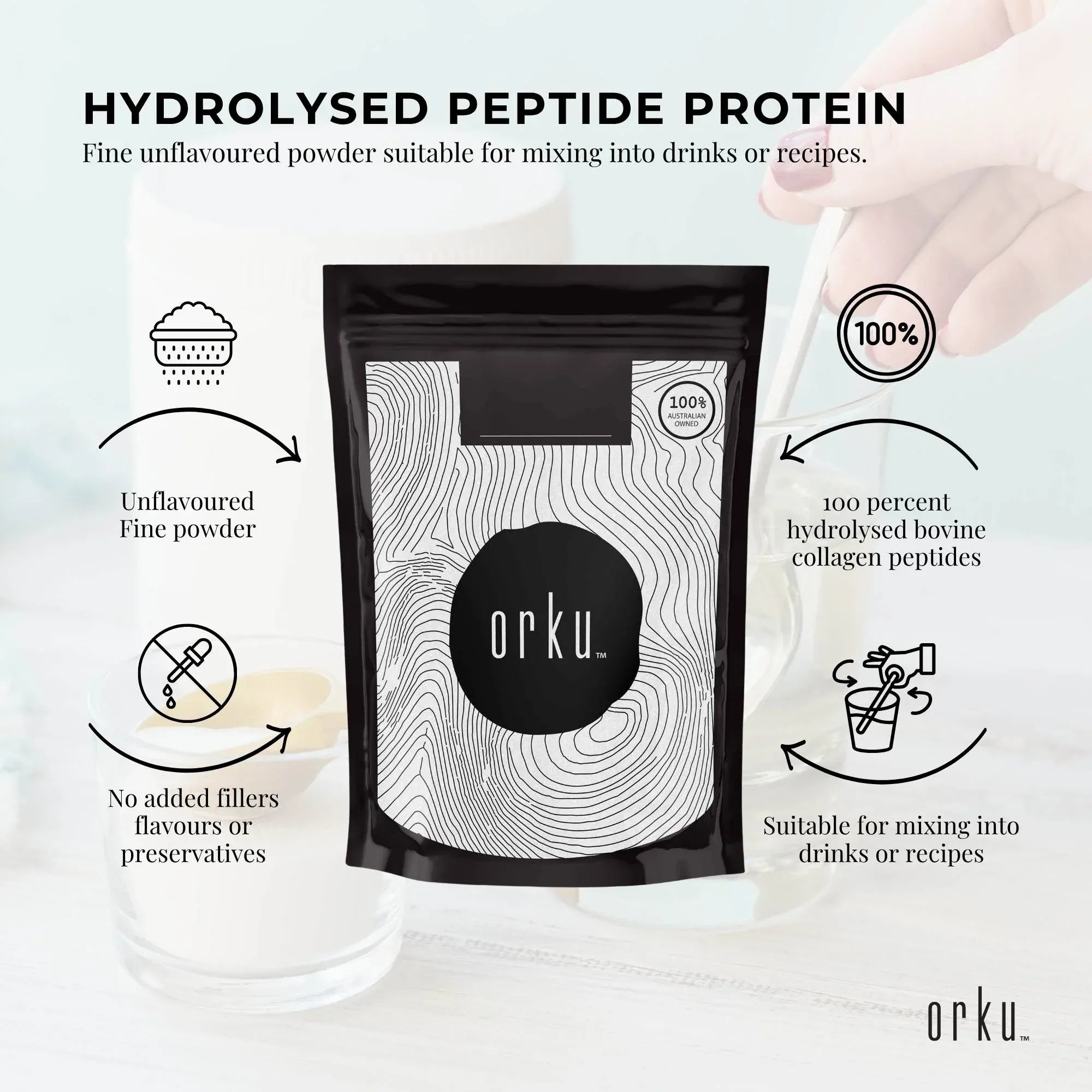 Orku 2Kg Bovine Collagen Peptides Powder Hydrolysed Protein Unflavoured V238-SUPDZ-40309169750096