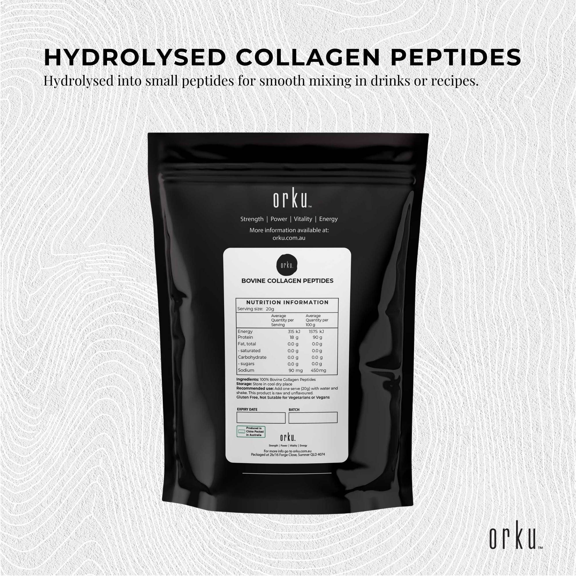 Orku 2Kg Bovine Collagen Peptides Powder Hydrolysed Protein Unflavoured V238-SUPDZ-40309169750096