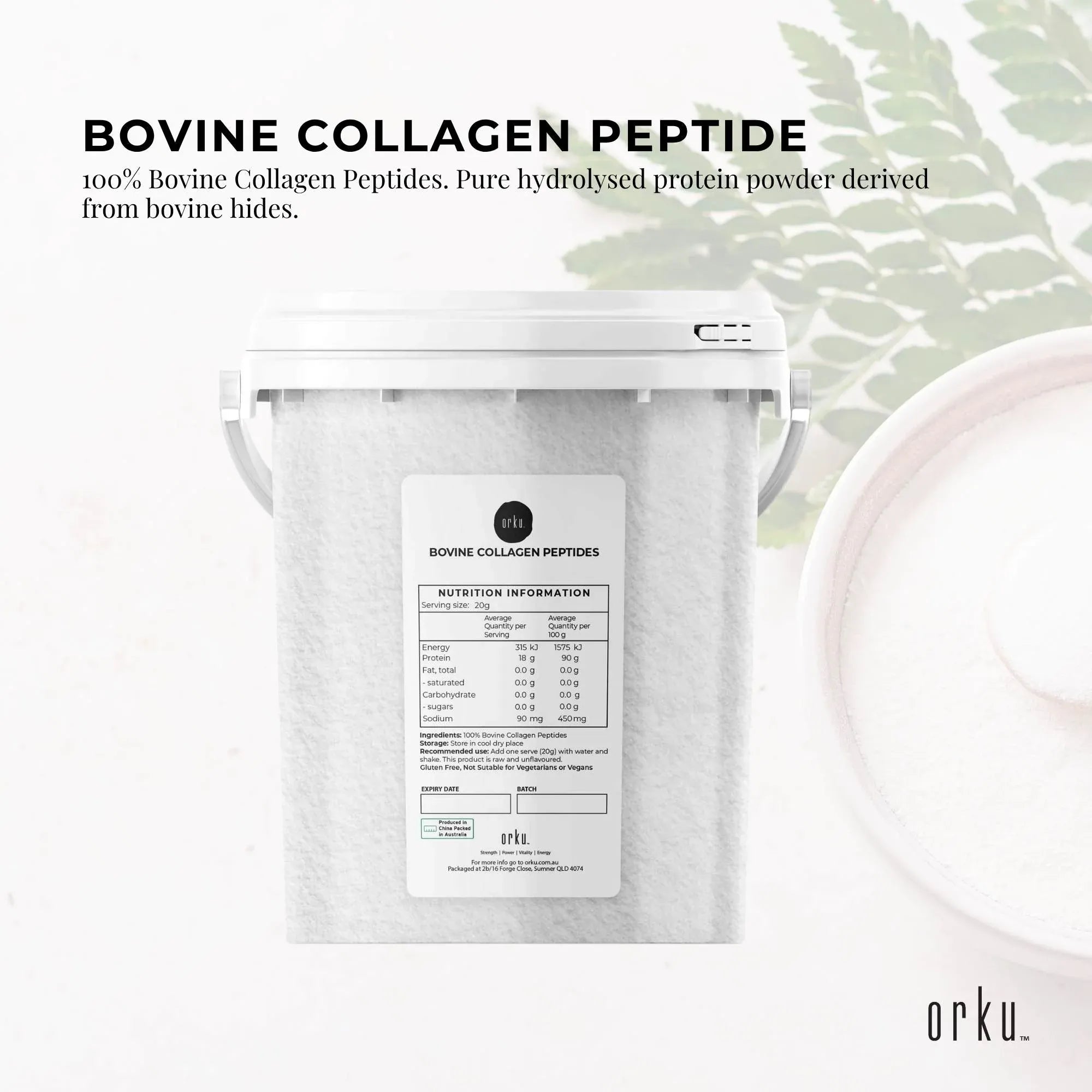 Orku 600g Bovine Collagen Peptides Powder Tub Hydrolysed Protein V238-SUPDZ-40309172207696
