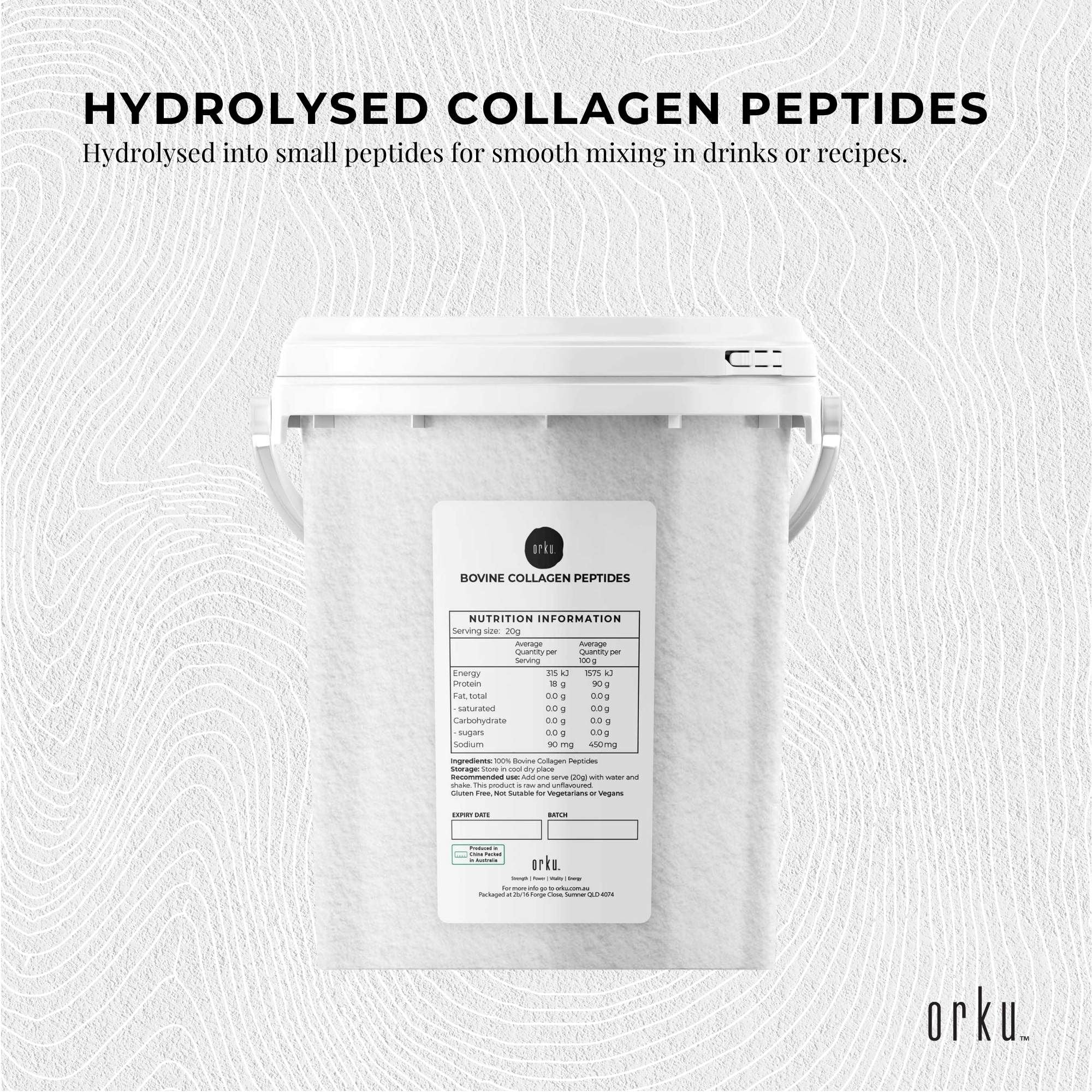 Orku 600g Bovine Collagen Peptides Powder Tub Hydrolysed Protein V238-SUPDZ-40309172207696
