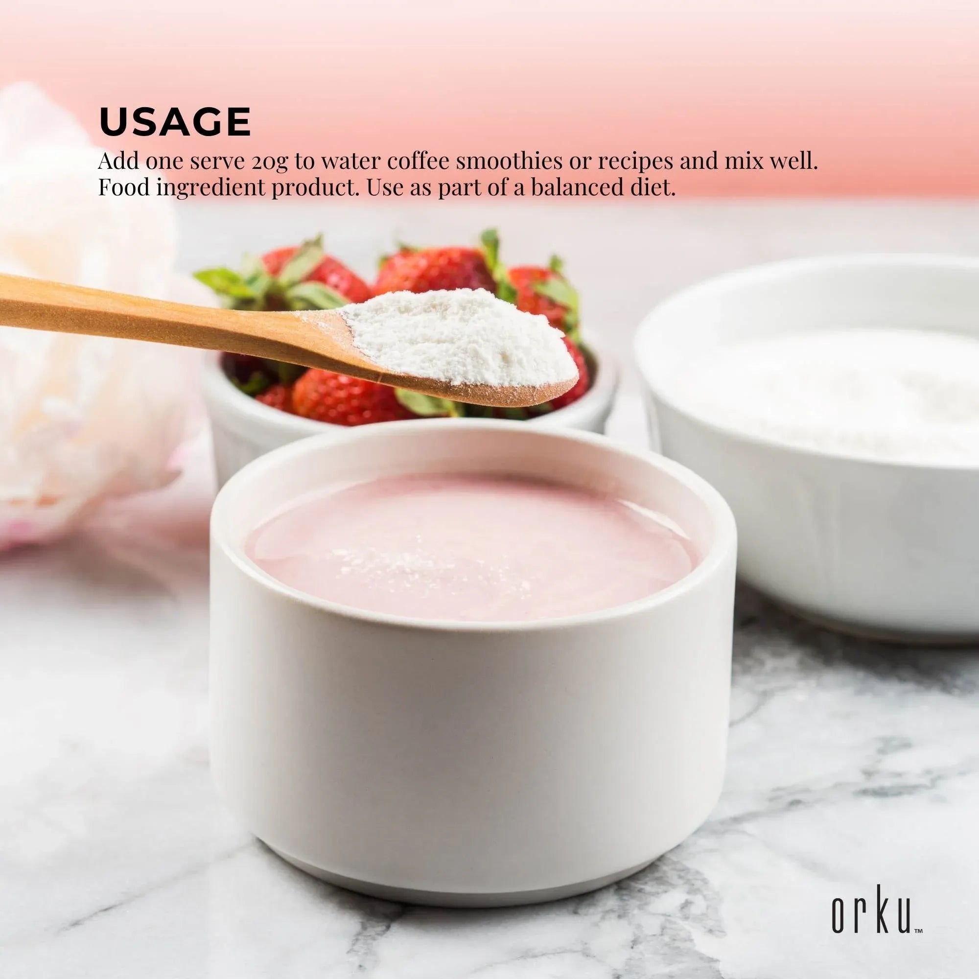 Orku 600g Bovine Collagen Peptides Powder Tub Hydrolysed Protein V238-SUPDZ-40309172207696