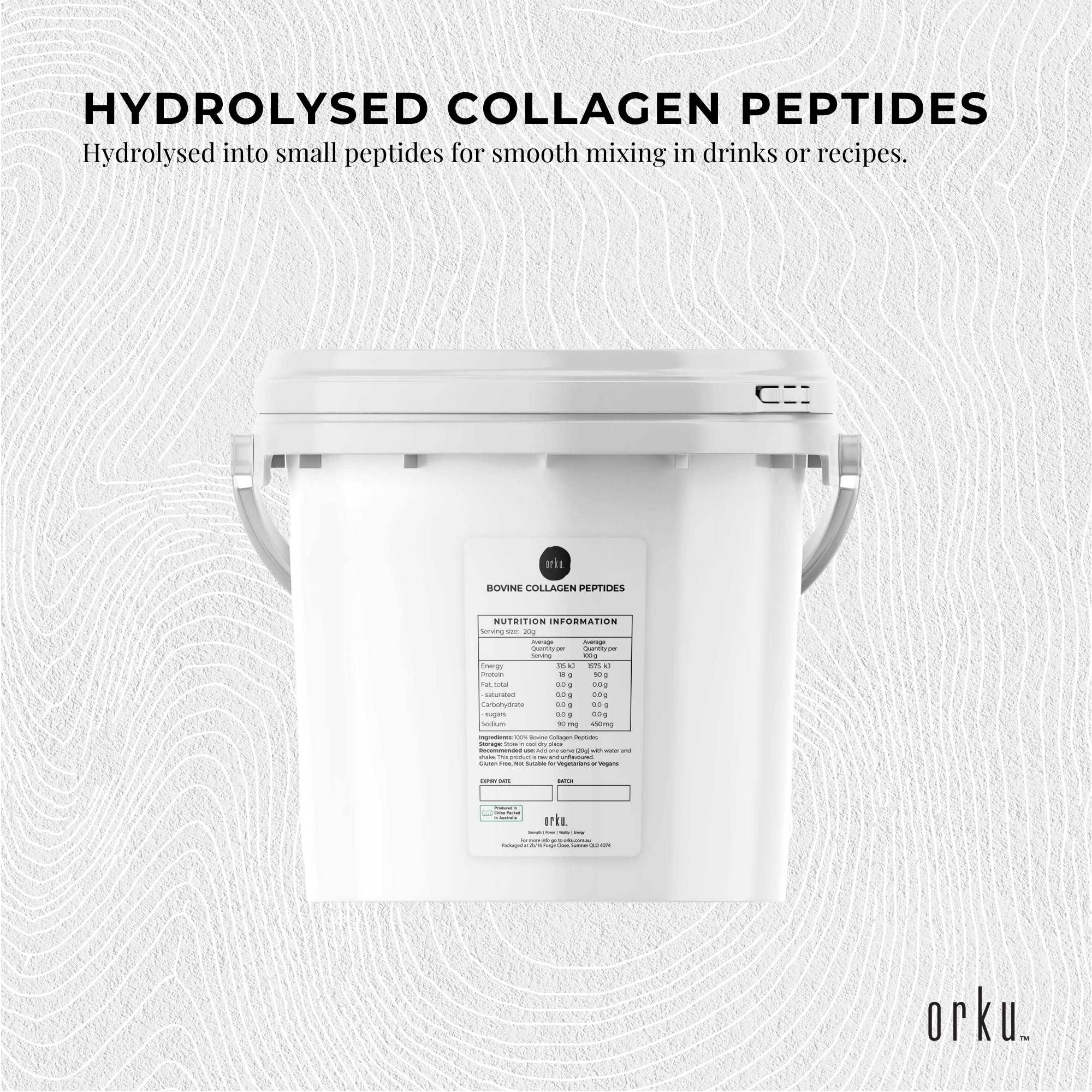 Orku 2.5Kg Bovine Collagen Peptides Powder Tub Hydrolysed Protein V238-SUPDZ-40309172469840