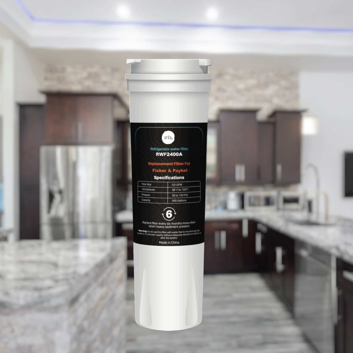 Orku Fridge Water Filter Cartridge for Fisher & Paykel RWF2400A 836848 836860 V238-SUPDZ-40354183184464