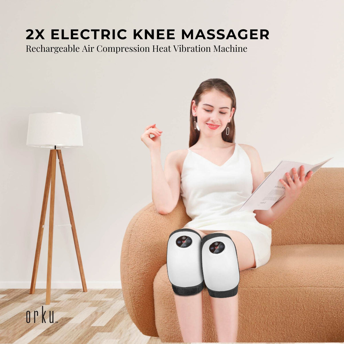 2x Electric Knee Massager - Rechargeable Air Compression Heat Vibration Machine V238-SUPDZ-40375750361168