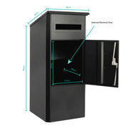 Parcel Delivery Drop Box Mailbox - Secure Home Package Locker 38x38x90cm Black V238-SUPDZ-40376876040272