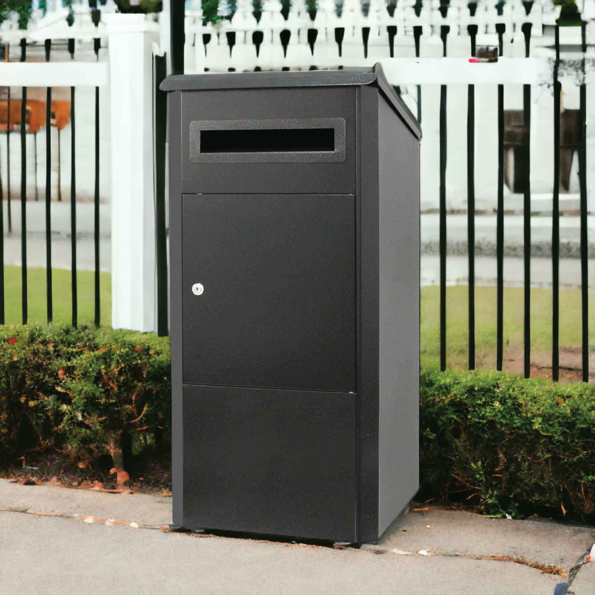 Parcel Delivery Drop Box Mailbox - Secure Home Package Locker 38x38x90cm Black V238-SUPDZ-40376876040272