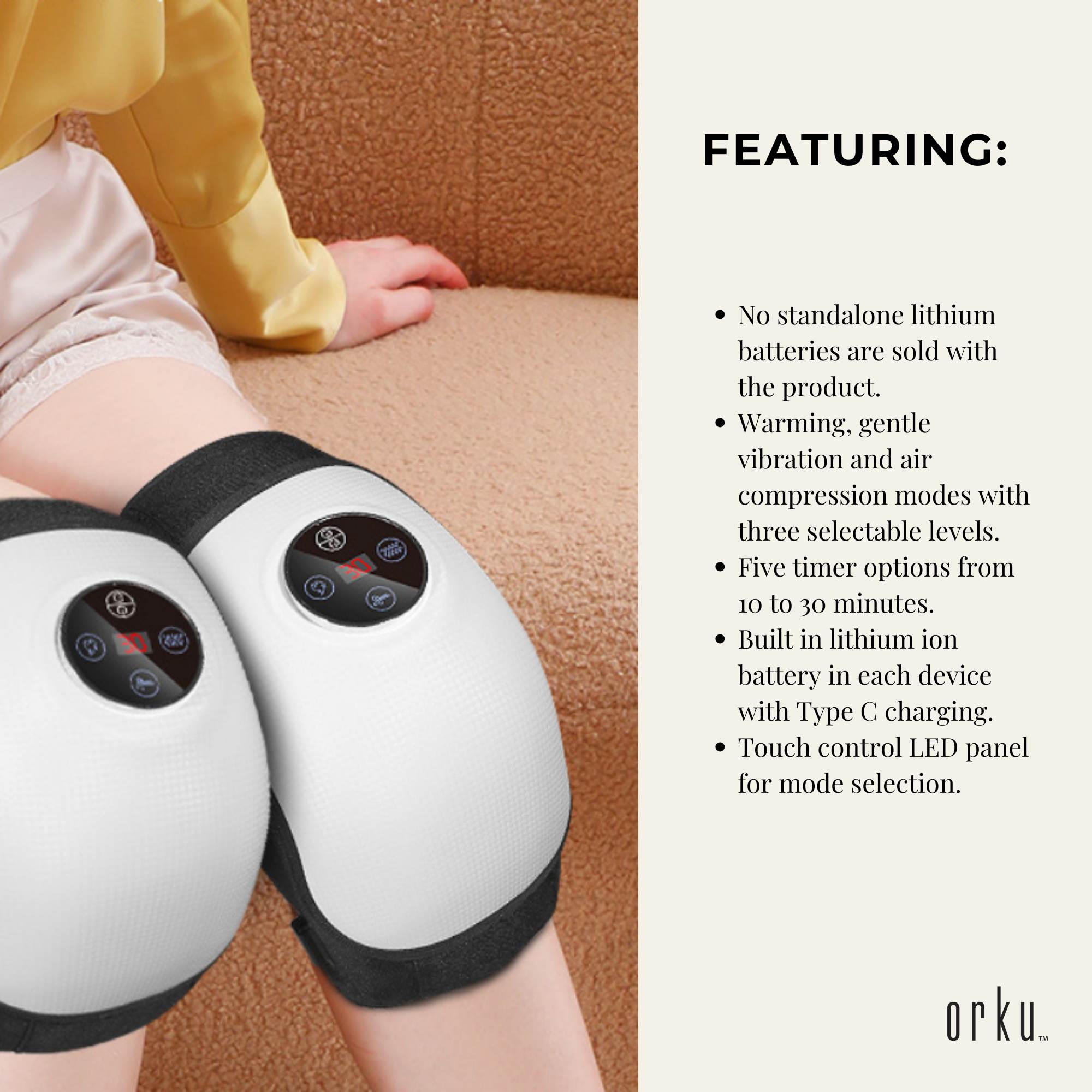 Electric Knee Massager - Rechargeable Air Compression Heat Vibration Machine V238-SUPDZ-40390439796816