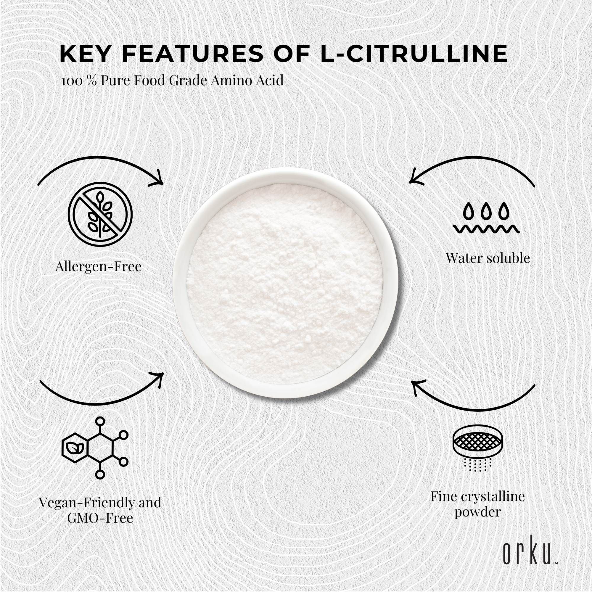 Orku 400g L-Citrulline Powder Buckets - 100 % Pure Food Grade Amino Acid V238-SUPDZ-40426169106512