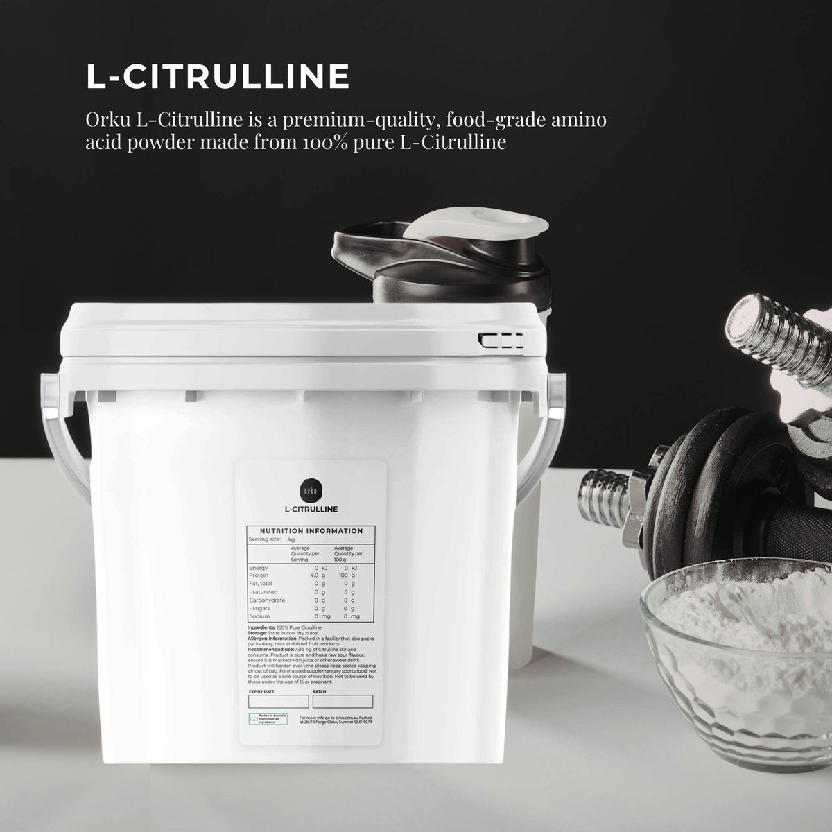 Orku 3Kg L-Citrulline Powder Buckets - 100 % Pure Food Grade Amino Acid V238-SUPDZ-40426186473552