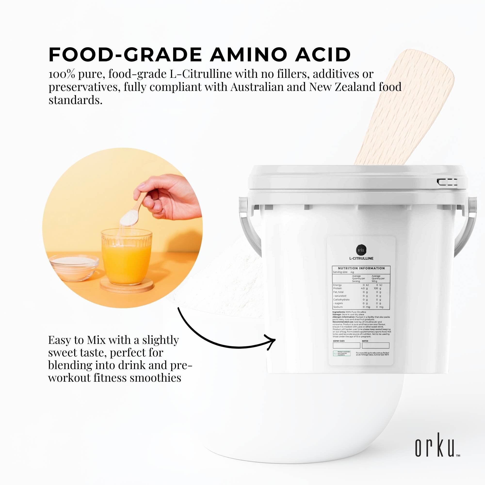 Orku 3Kg L-Citrulline Powder Buckets - 100 % Pure Food Grade Amino Acid V238-SUPDZ-40426186473552
