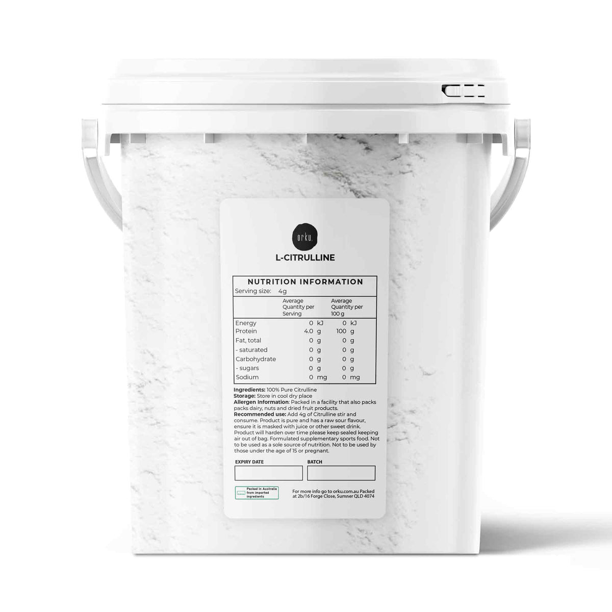 Orku 600g L-Citrulline Powder Buckets - 100 % Pure Food Grade Amino Acid V238-SUPDZ-40426294149200
