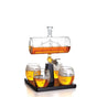 1L Whiskey or Wine Sailboat Glass Decanter Set - 4x Globe Glasses + Wooden Stand V238-SUPDZ-40479795740752