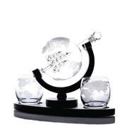 850ml Whiskey or Wine Globe Glass Decanter Set - 2x Glasses + Wooden Stand V238-SUPDZ-40479873269840
