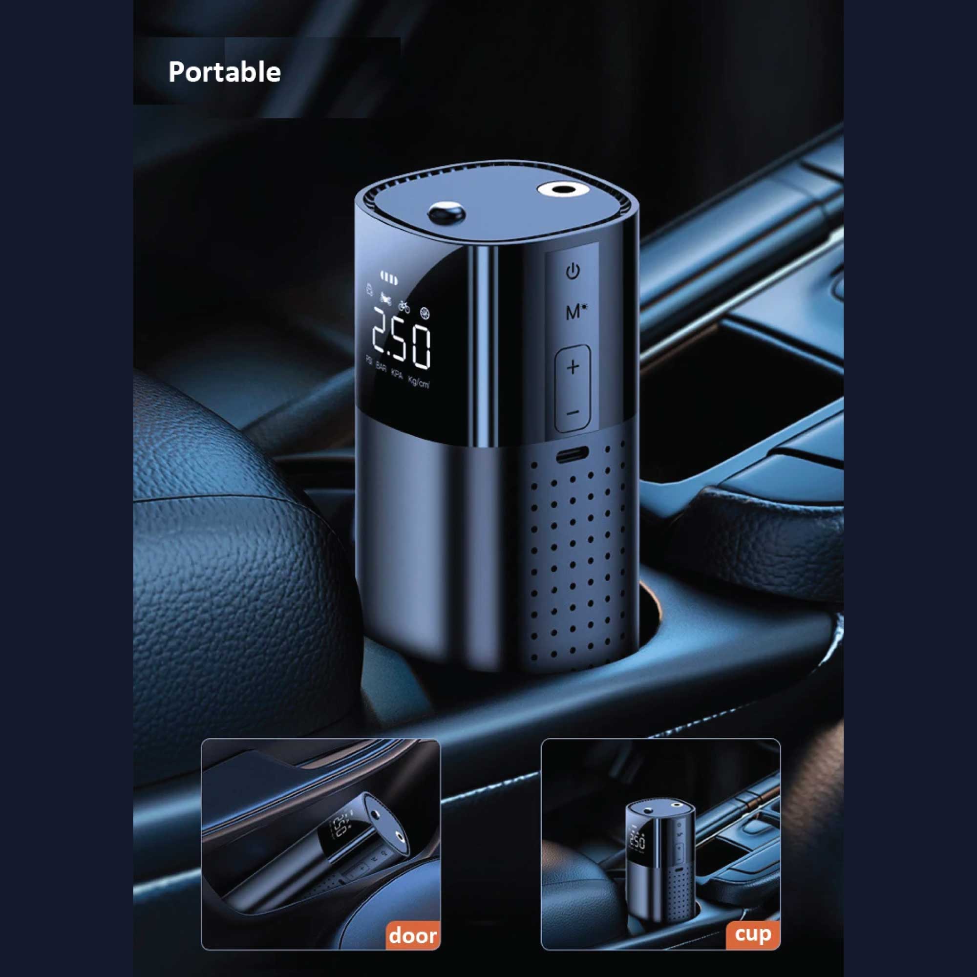 Portable Tyre Inflator - Rechargeable Car Bike Tire Air Pump Compressor V238-SUPDZ-40480727334992