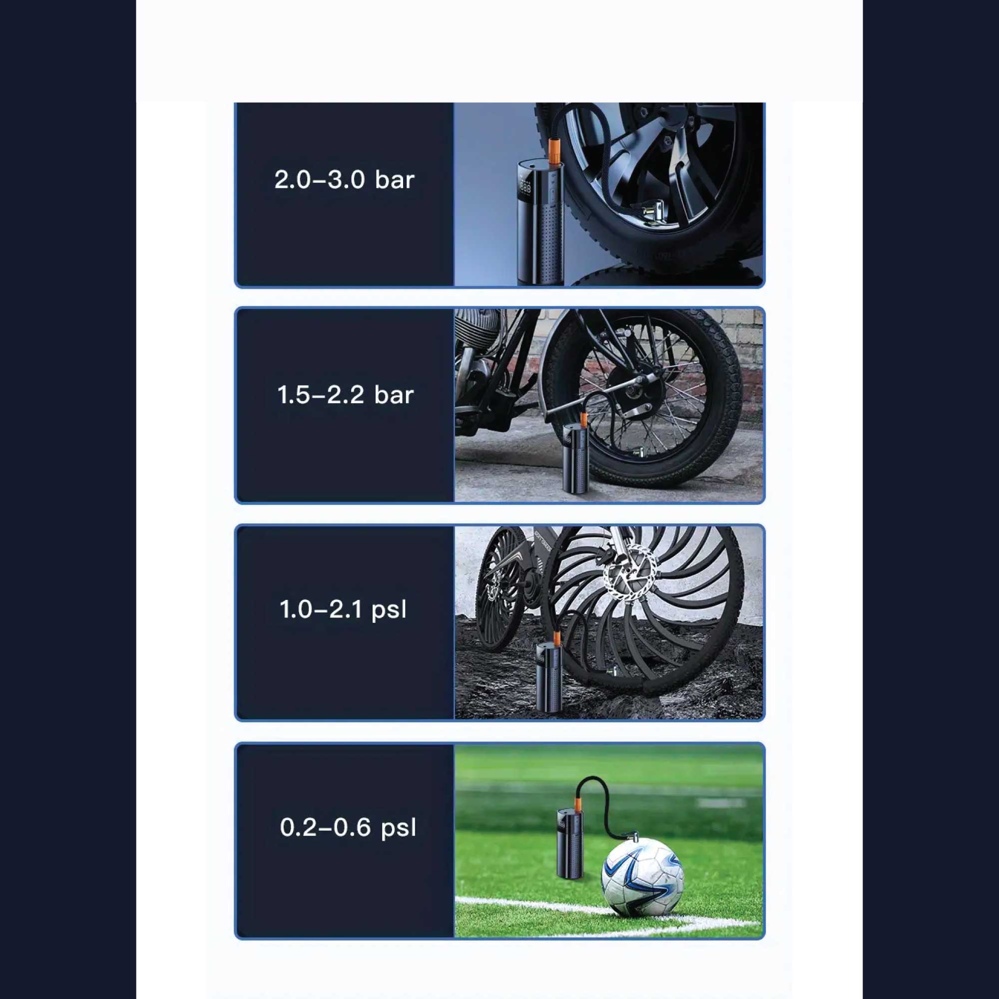 Portable Tyre Inflator - Rechargeable Car Bike Tire Air Pump Compressor V238-SUPDZ-40480727334992
