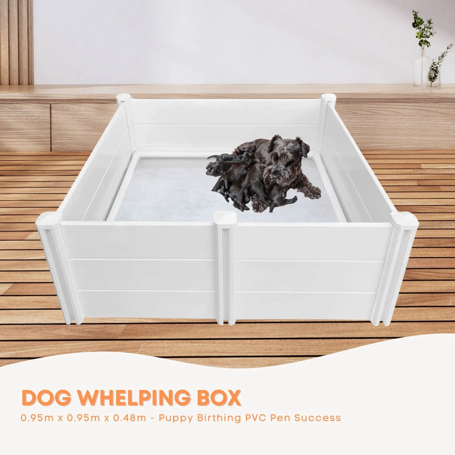 Rooster Farms 0.95m PVC Dog Whelping Box Puppy Birthing Pen - Anti-Crush Rail V238-SUPDZ-40485915590736