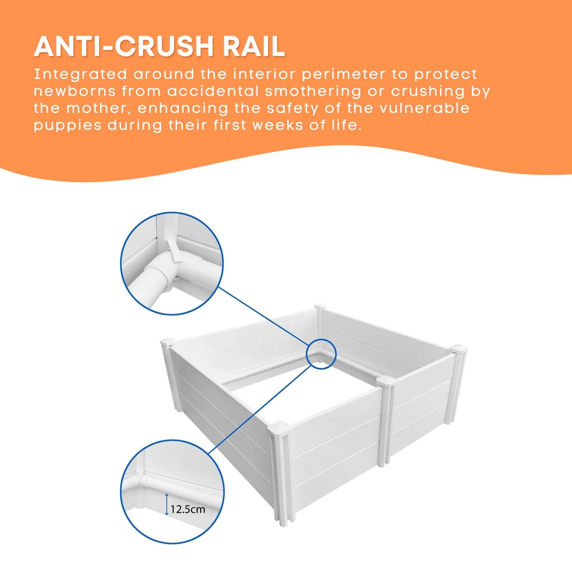 Rooster Farms 0.95m PVC Dog Whelping Box Puppy Birthing Pen - Anti-Crush Rail V238-SUPDZ-40485915590736