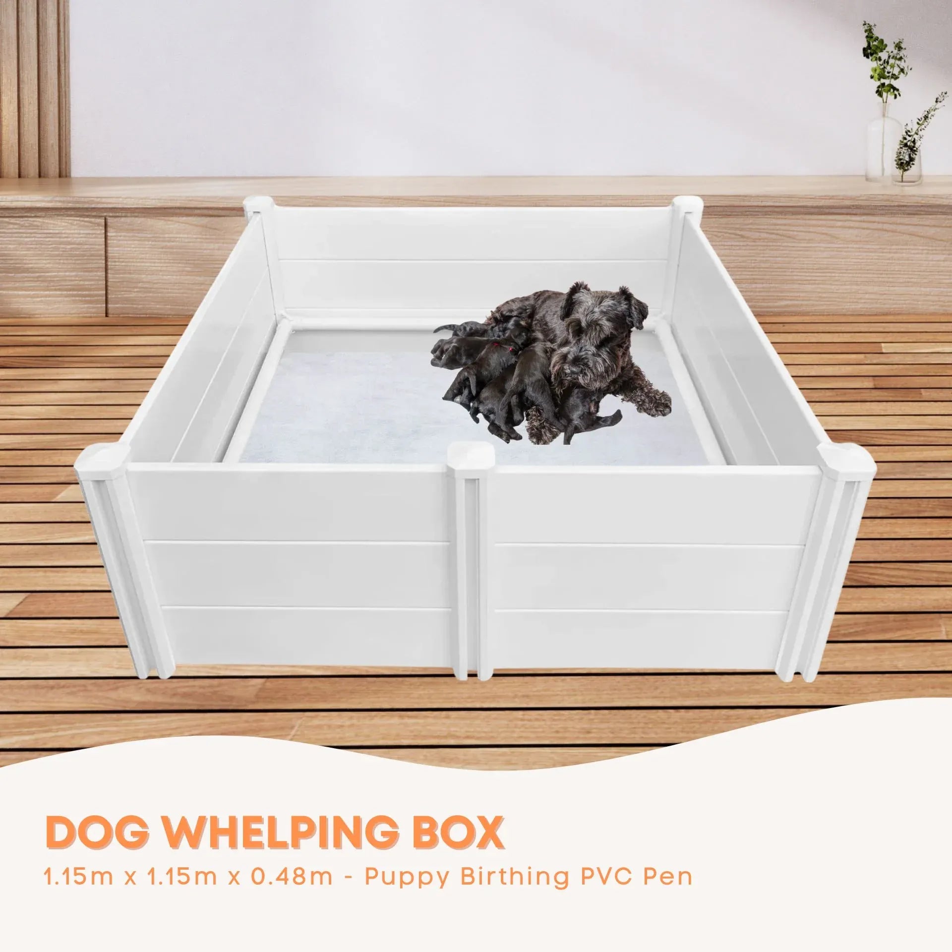 Rooster Farms 1.15m PVC Dog Whelping Box Puppy Birthing Pen - Anti-Crush Rail V238-SUPDZ-40488200339536