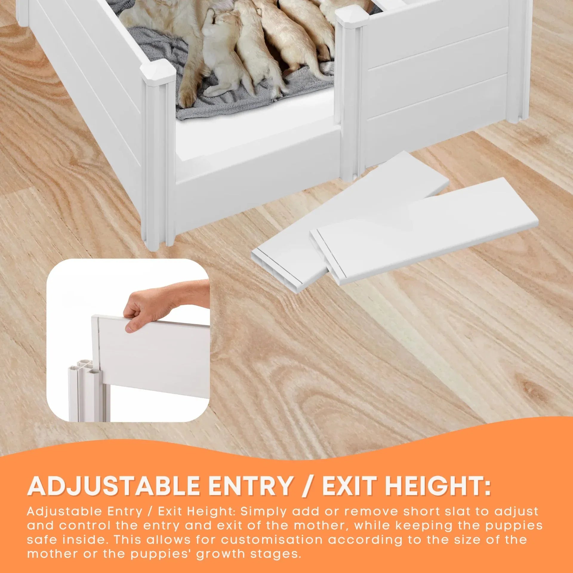 Rooster Farms 1.15m PVC Dog Whelping Box Puppy Birthing Pen - Anti-Crush Rail V238-SUPDZ-40488200339536