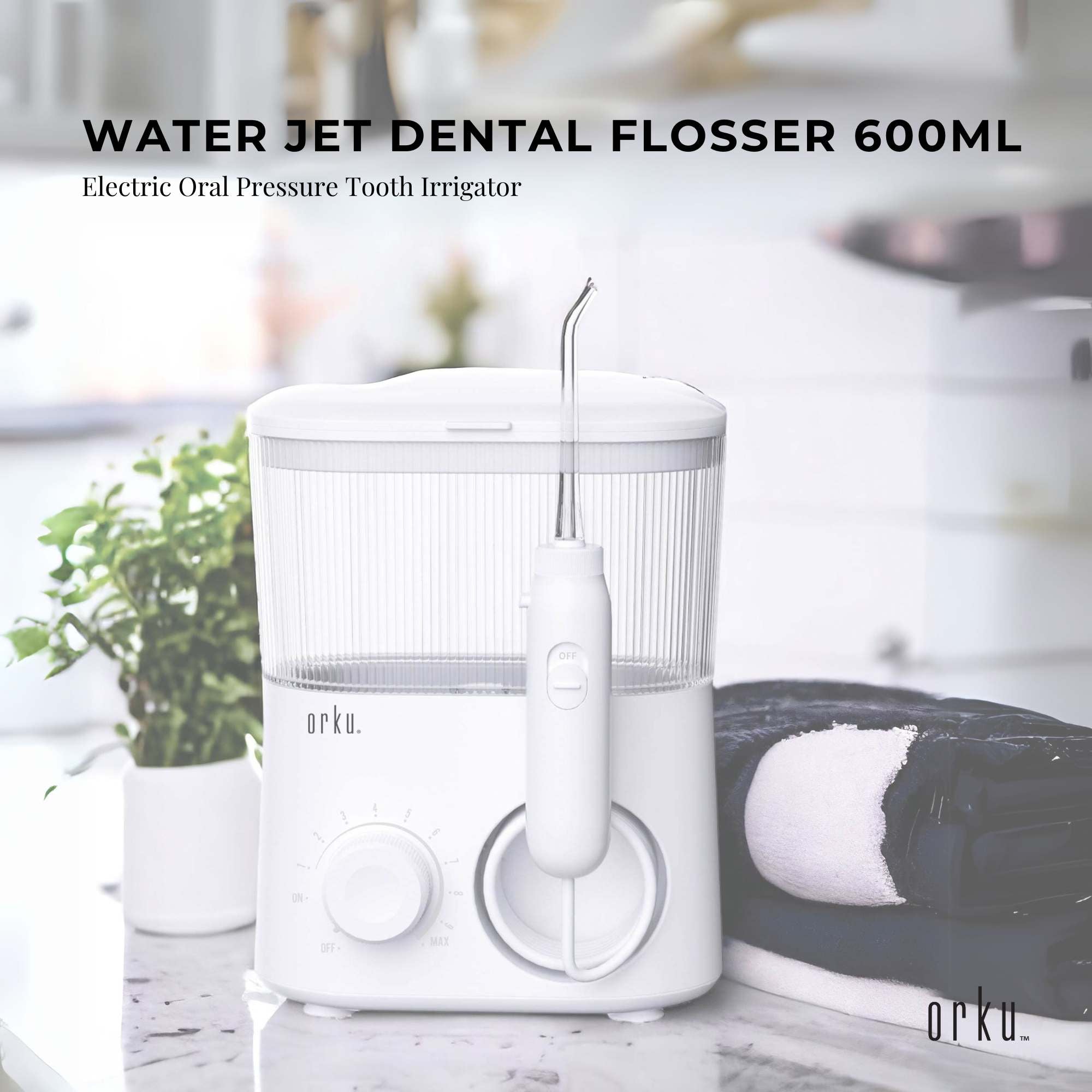 Water Jet Dental Flosser 600ml White - Electric Oral Pressure Tooth Irrigator V238-SUPDZ-40499264258128