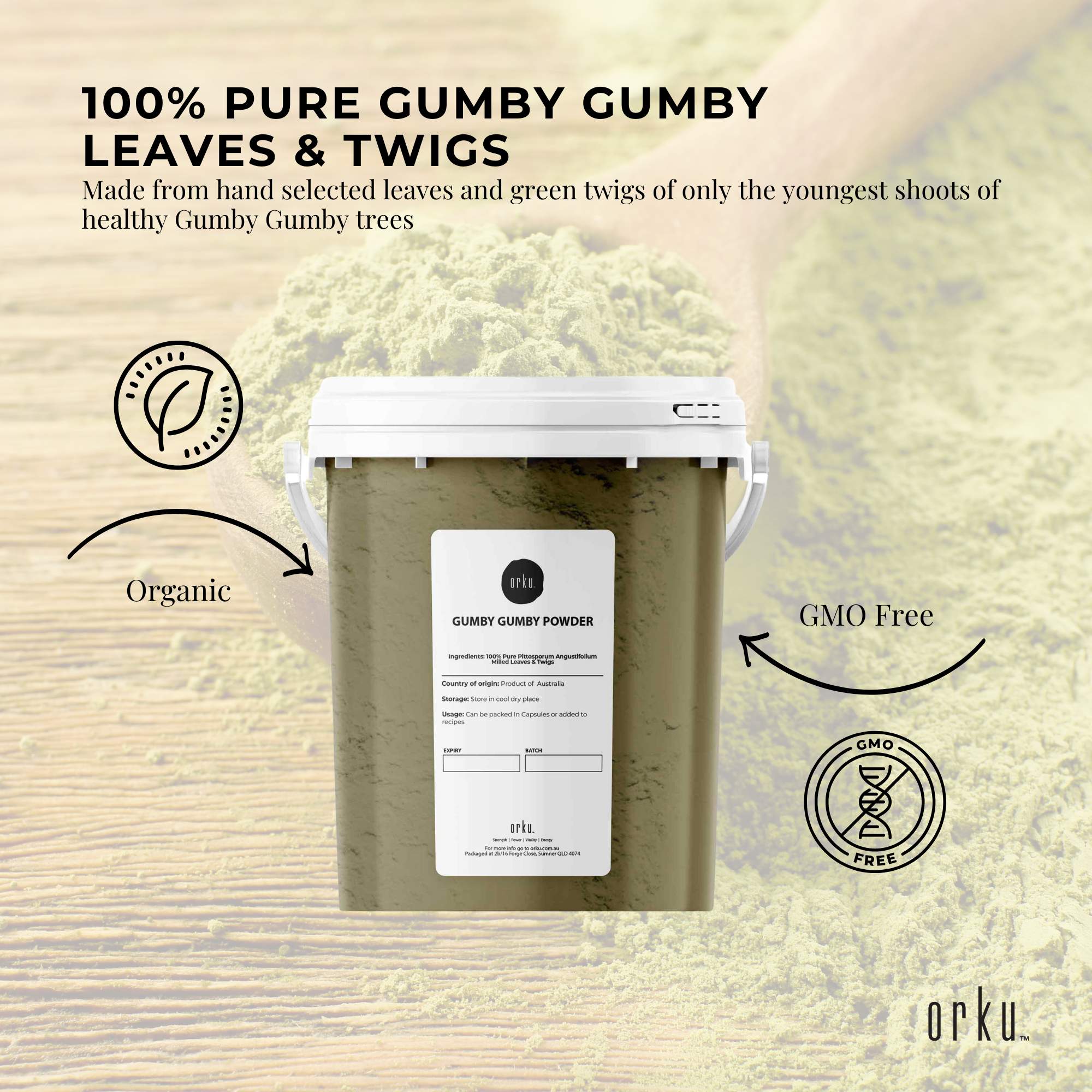 600g Gumby Gumby Pure Powder Tub Gumbi Aboriginal Plant Pittosporum Angustifolum V238-SUPDZ-40513984036944