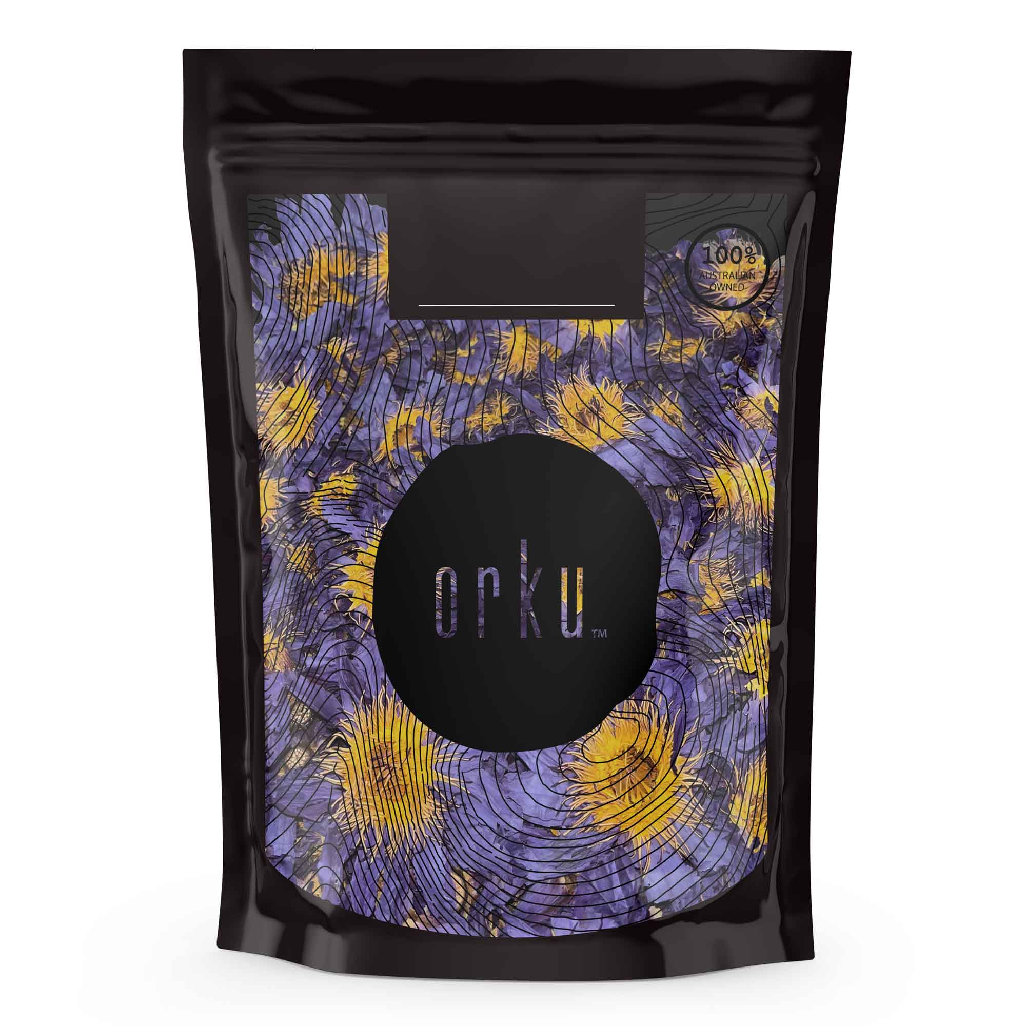 Orku 50g Dried Blue Lotus Flowers - Whole Open Lily Nymphaea Caerulea V238-SUPDZ-40548240785488