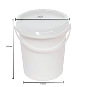 Kitchee 10x 1.2L Plastic Buckets + Lids - Food Grade Empty White Tub With Handle V238-SUPDZ-40577329332304