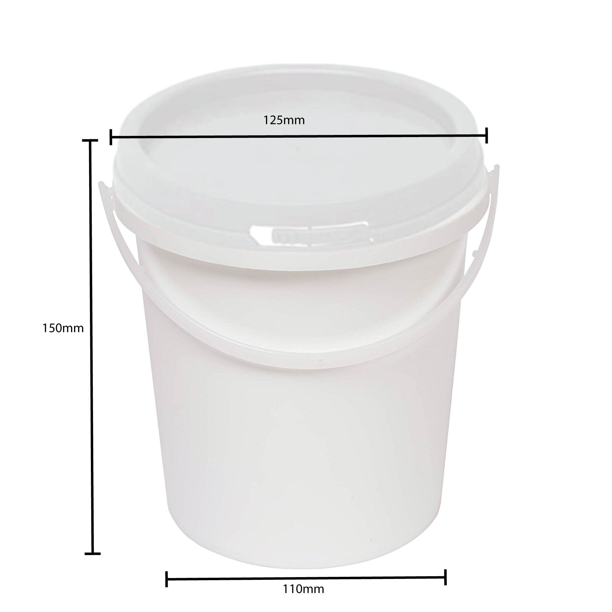 Kitchee 10x 1.2L Plastic Buckets + Lids - Food Grade Empty White Tub With Handle V238-SUPDZ-40577329332304