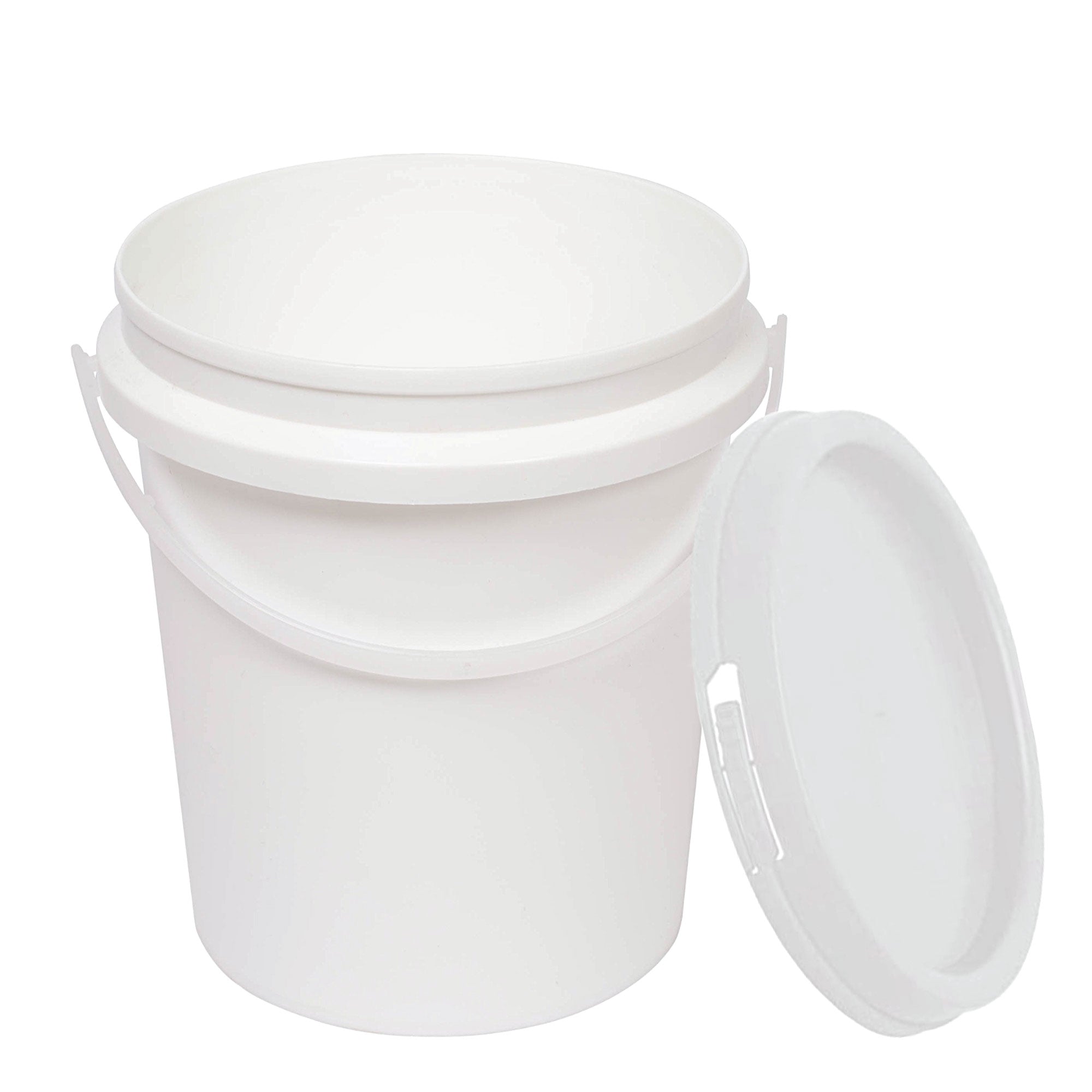 Kitchee 10x 1.2L Plastic Buckets + Lids - Food Grade Empty White Tub With Handle V238-SUPDZ-40577329332304