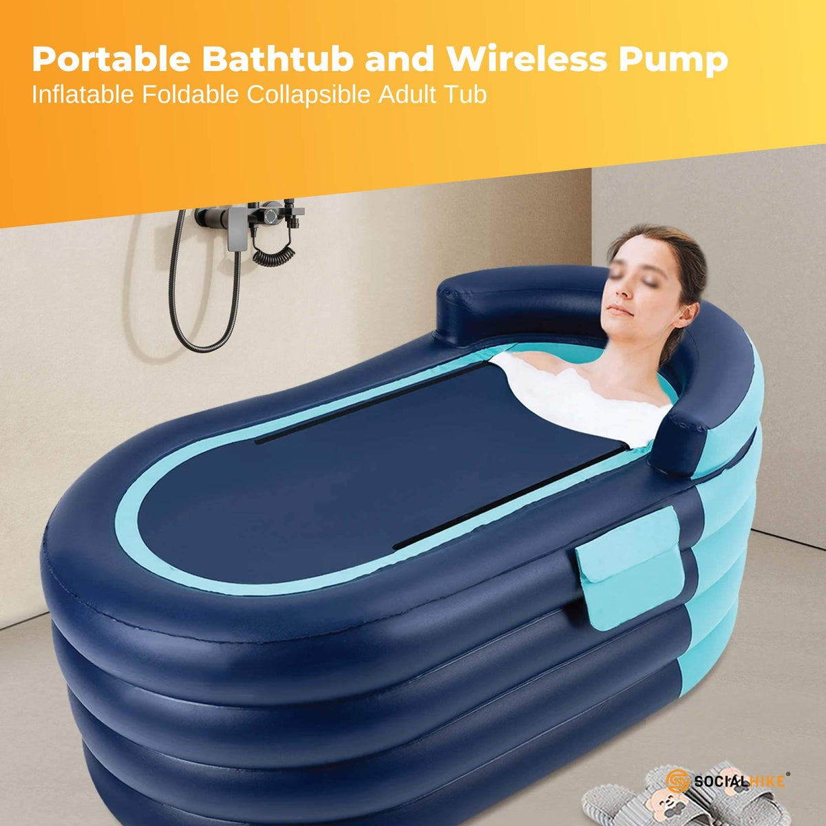 Portable Bathtub and Wireless Pump - Inflatable Foldable Collapsible Adult Tub V238-SUPDZ-40789185232976