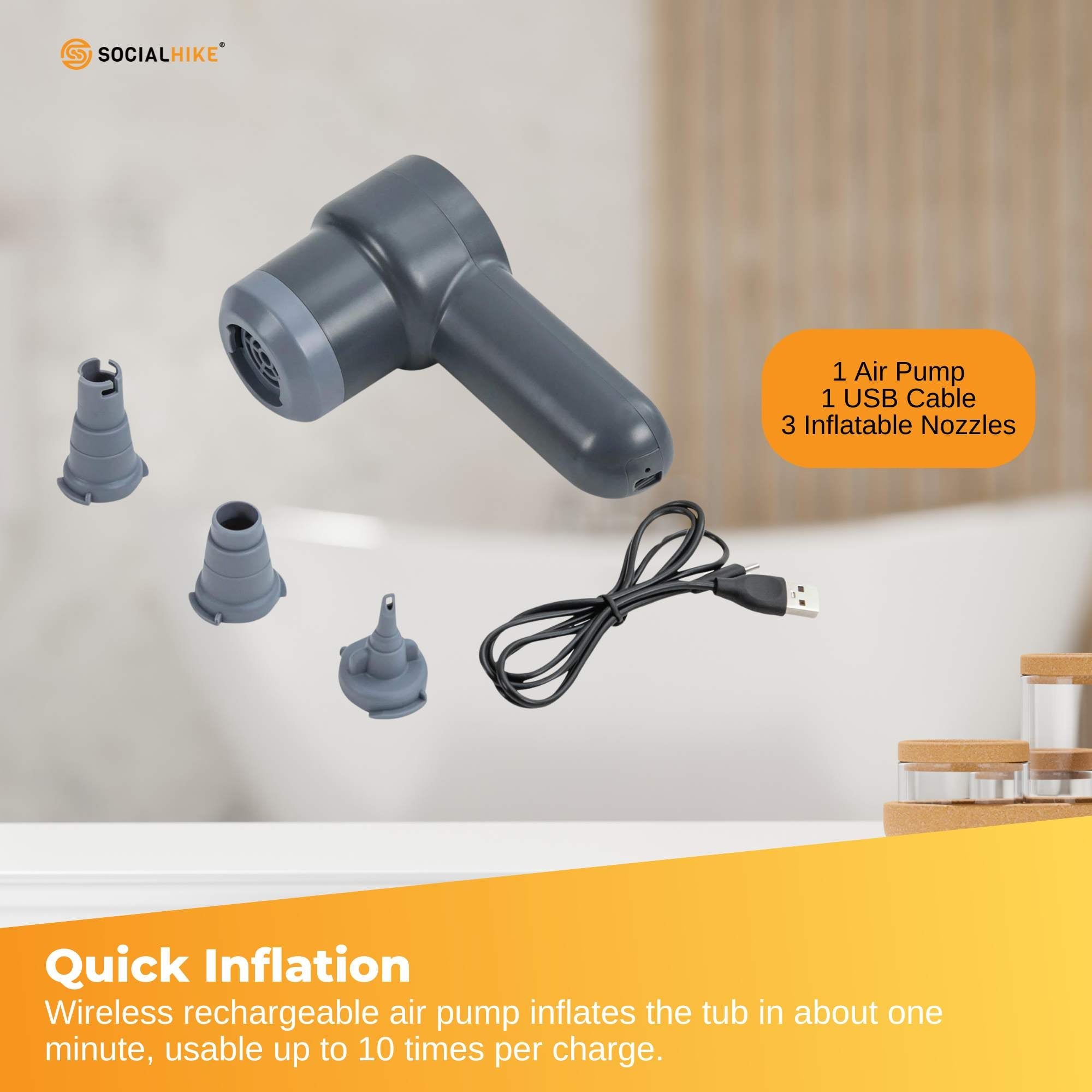 Portable Bathtub and Wireless Pump - Inflatable Foldable Collapsible Adult Tub V238-SUPDZ-40789185232976