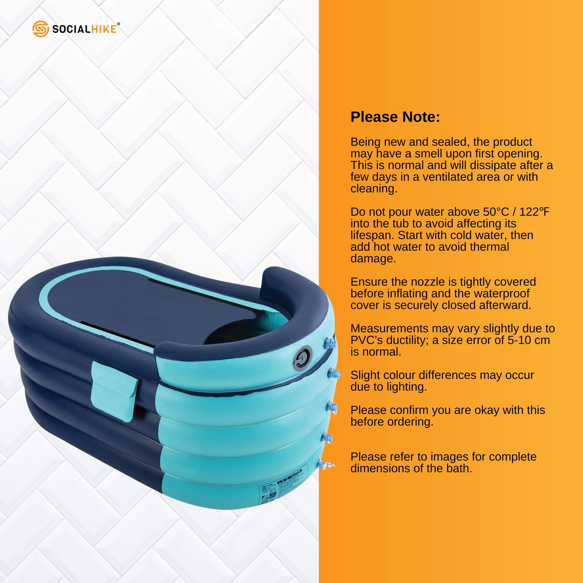 Portable Bathtub and Wireless Pump - Inflatable Foldable Collapsible Adult Tub V238-SUPDZ-40789185232976