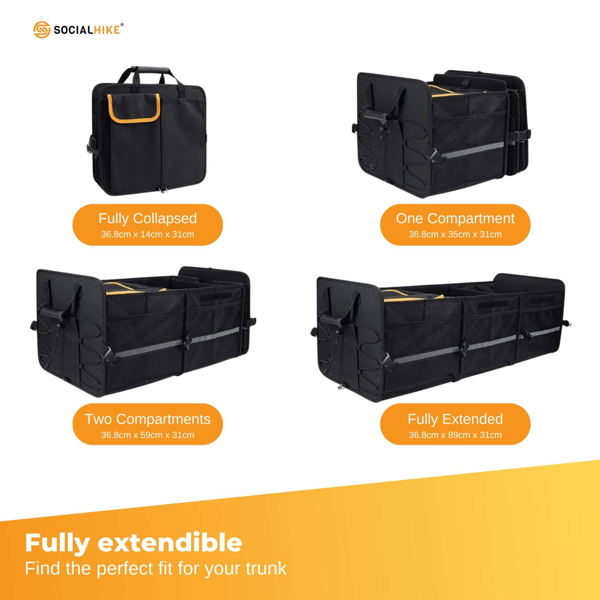 Social Hike Car Boot Organiser With Cooler - Collapsible Storage Box For Trunk V238-SUPDZ-40802567520336
