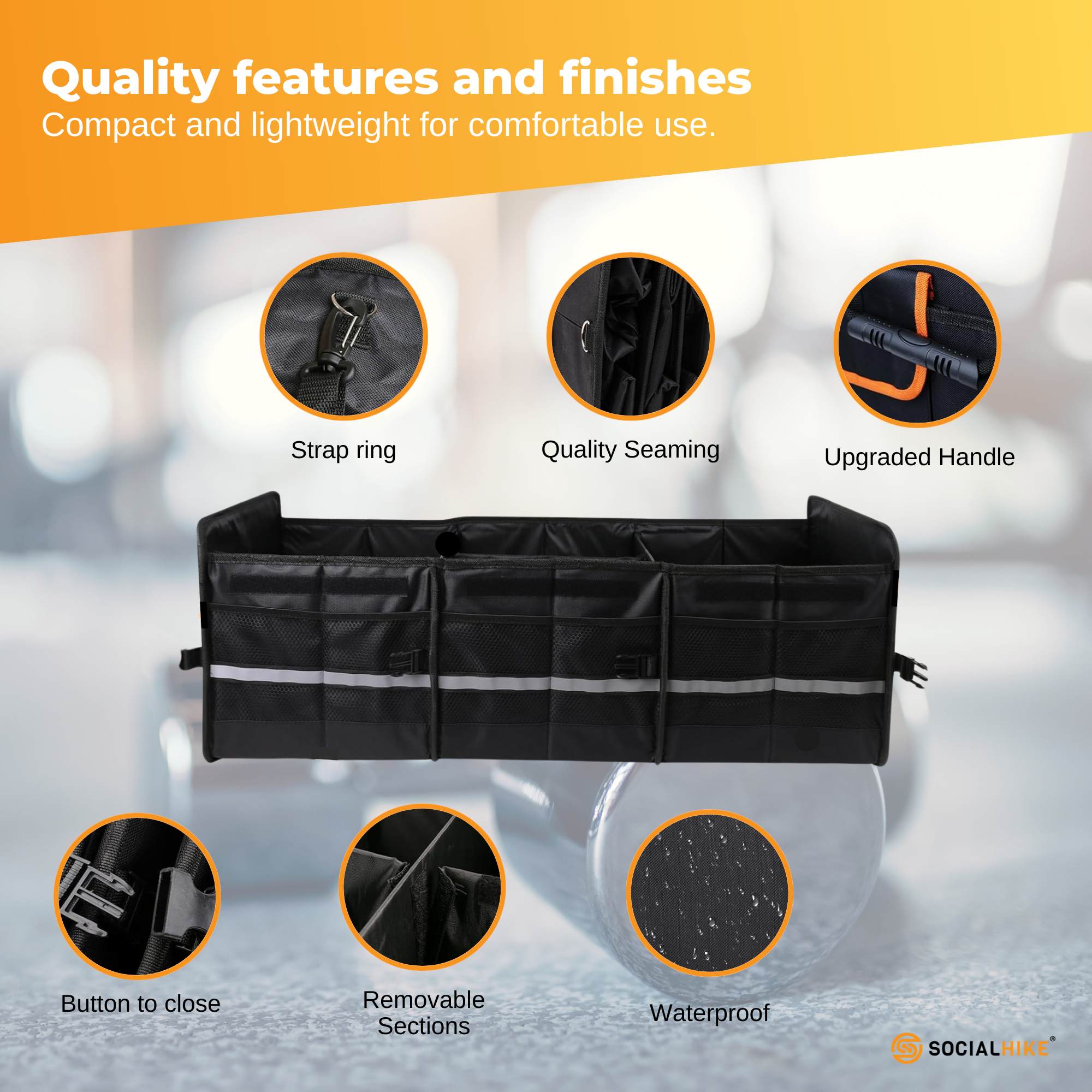 Social Hike Car Boot Organiser With Cooler - Collapsible Storage Box For Trunk V238-SUPDZ-40802567520336