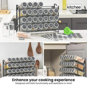 4 Tier Metal Spice Rack + 28 Glass Jars - Kitchen Pantry Herb Storage Organiser V238-SUPDZ-40811788927056