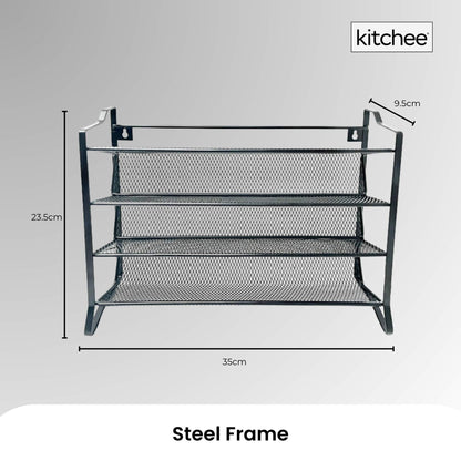 4 Tier Metal Spice Rack + 28 Glass Jars - Kitchen Pantry Herb Storage Organiser V238-SUPDZ-40811788927056