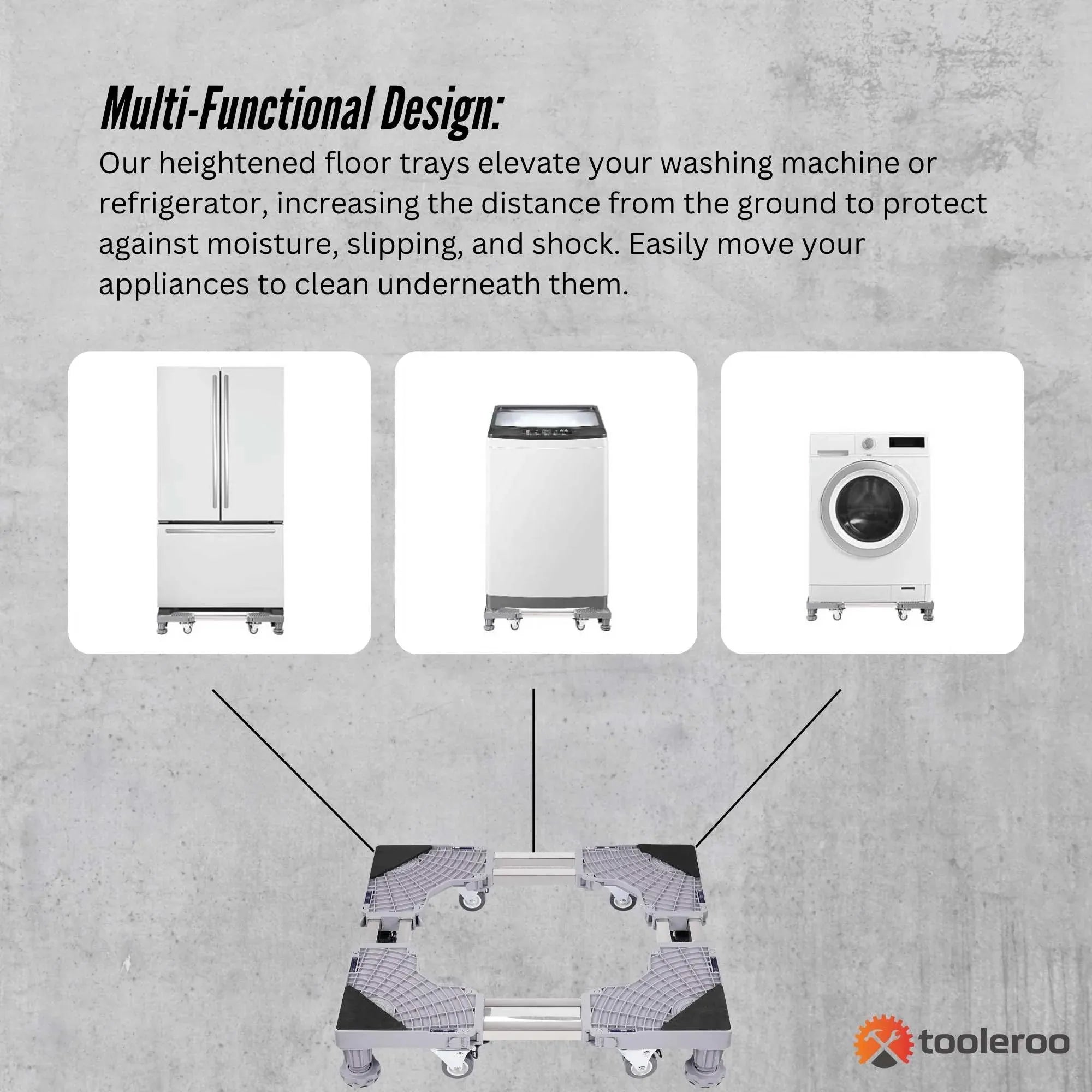 Tooleroo Washing Machine Stand - 300Kg Adjustable Wheeled Fridge Appliance Base V238-SUPDZ-40813536247888